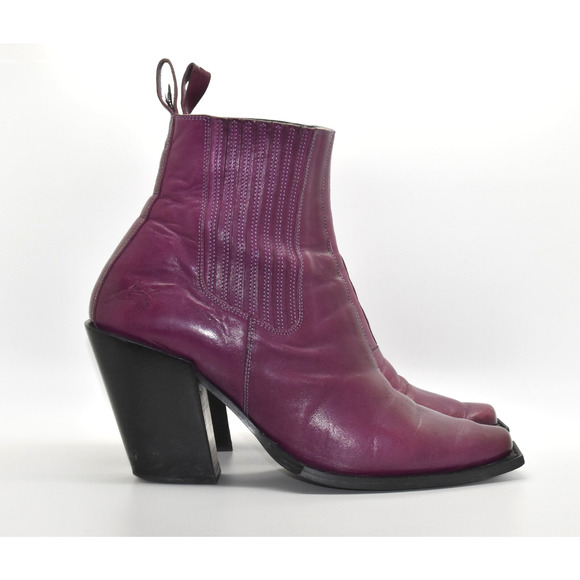 D5 Auth JOHN FLUEVOG Diana Signature Purple Leather Chelsea Boot Shoes Size 11 - Picture 2 of 7